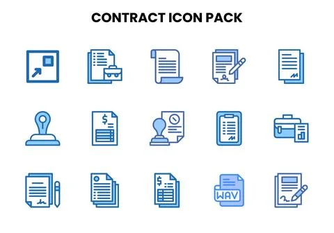 Contract Two Colour Graphics Icons Pack Stock Illustration
