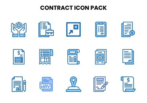Contract Two Colour Icons Pack 스톡 일러스트