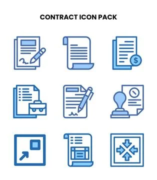 Contract Two Colour Icons Pack Stock Illustration