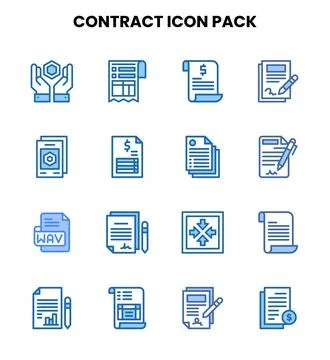 Contract Two Colour Vector Icons Pack Stock Illustration