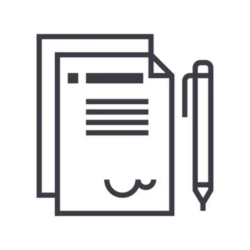 Contract vector line icon, sign, illustration on background, editable strokes Stock Illustration