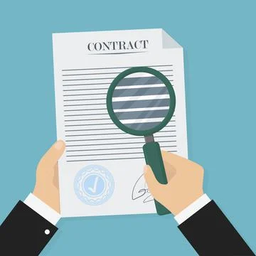 Contract Verification in flat style, business concept, vector Stock Illustration