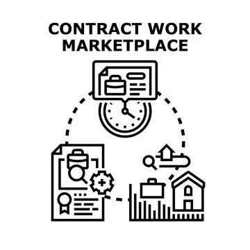 Contract work marketplace freelancer networking business concept Stock Illustration