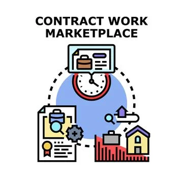 Contract work marketplace freelancer networking business concept Stock Illustration