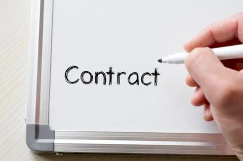 Contract written on whiteboard Stock Photos
