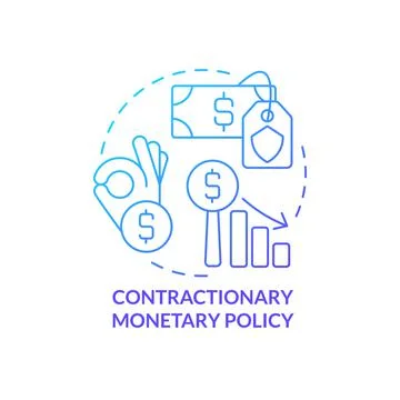 Contractionary monetary policy blue gradient concept icon 스톡 일러스트