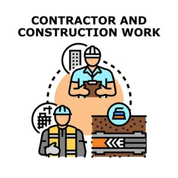 Contractor and construction work developing project services Stock Illustration