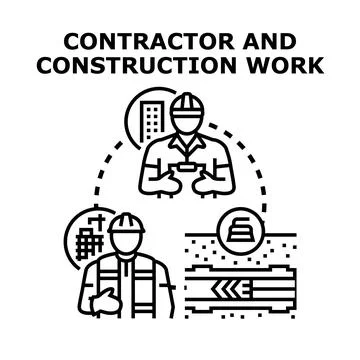 Contractor and construction work developing project services Stock Illustration
