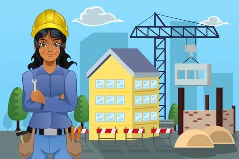 Contractor in Front of a House Illustrazione stock