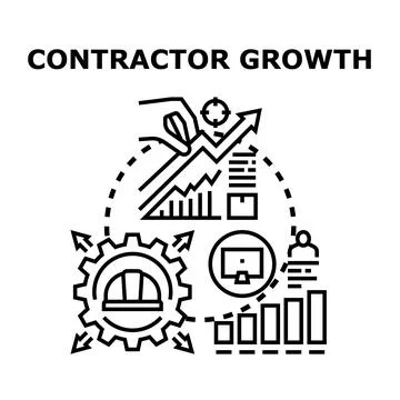 Contractor growth business development and construction industry progress Stock Illustration
