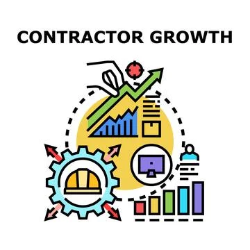 Contractor growth business development and construction industry progress Stock Illustration