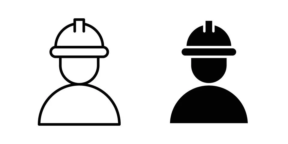 Contractor icon linear versions pack on white background Stock Illustration