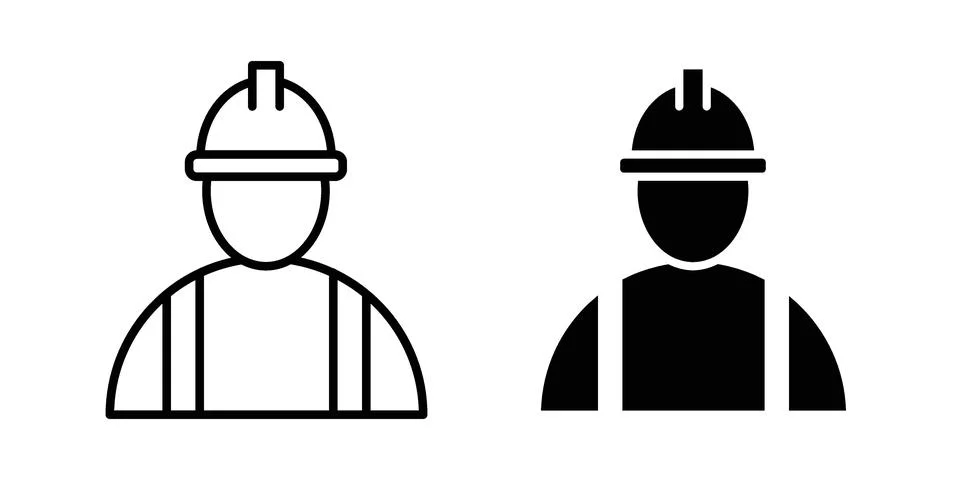 Contractor icon set modern line and solid style collection. Stock Illustration
