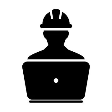 Contractor icon vector male construction service worker person profile avatar Stock Illustration