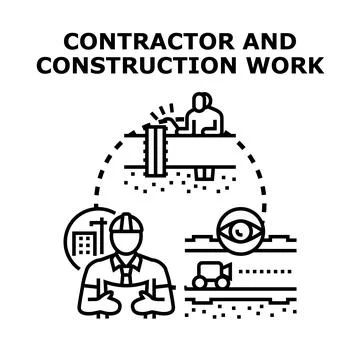 Contractor managing construction process and building development Stock Illustration