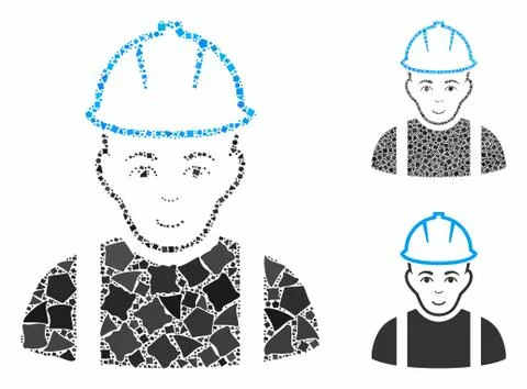 Contractor Mosaic Icon of Uneven Elements 库存插图