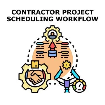 Contractor project scheduling workflow planning for successful delivery Stock Illustration