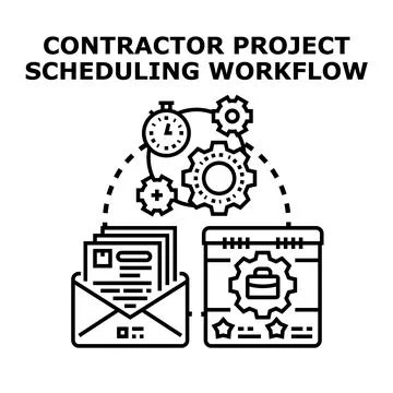 Contractor project scheduling workflow system optimizing business tasks Illustration