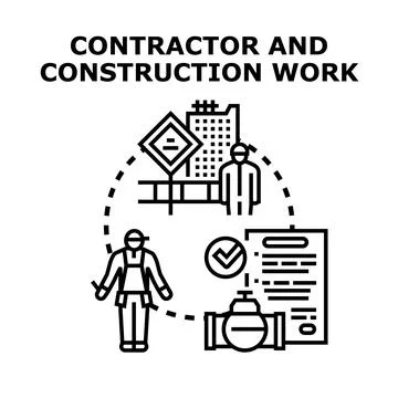 Contractor providing construction work and project management Stock Illustration