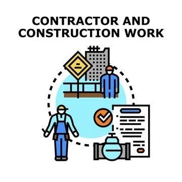 Contractor providing construction work and project management Stock Illustration