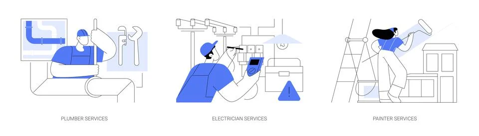 Contractor services abstract concept vector illustrations. Stock Illustration