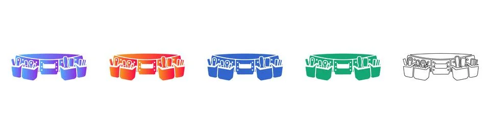 Contractor Tool Belt Vector Set Illustrazione stock