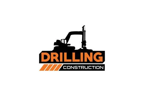 Contractor, trench digger and drilling rig logo design inspiration Heavy eq.. Stock Illustration