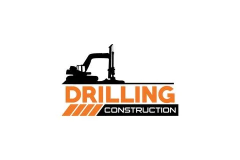 Contractor, trench digger and drilling rig logo design inspiration Heavy eq.. Stock Illustration