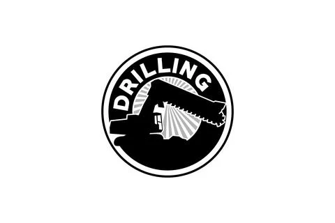 Contractor, trench digger and drilling rig logo design inspiration Heavy eq.. Stock Illustration