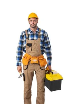Contractor worker in coveralls Stock Photos