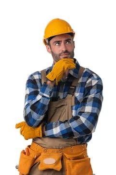 Contractor worker isolated on white Stock Photos