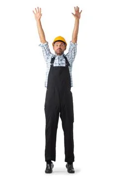 Contractor worker on white background Stock Photos