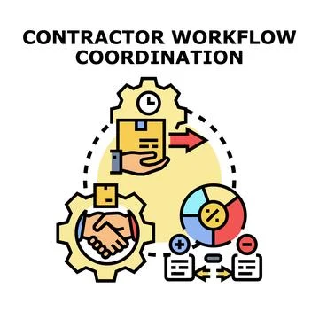 Contractor workflow coordination concept vector illustration 스톡 일러스트