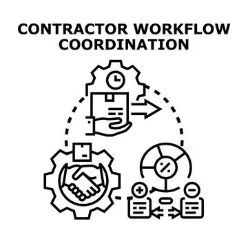 Contractor workflow coordination concept vector illustration Stock Illustration