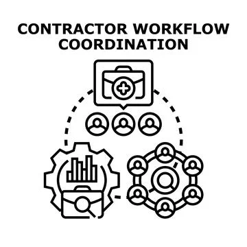 Contractor workflow coordination concept vector illustration Illustrazione stock