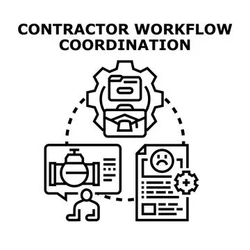 Contractor workflow coordination optimizing project management process Stock Illustration