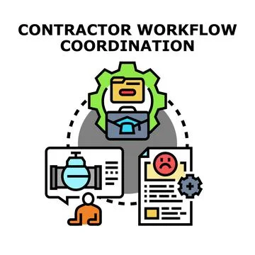 Contractor workflow coordination optimizing project management process Stock Illustration