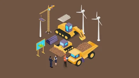 Contractors and architects building windmills Stock Footage 171114652
