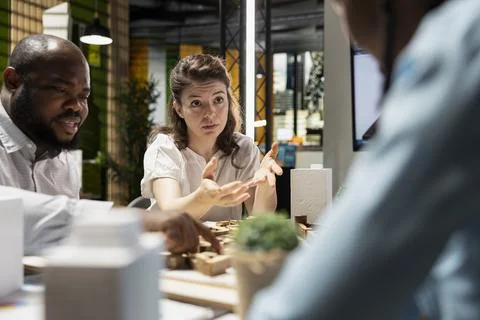 Contractors and property developers work together on a city planning initiative Stock Photos