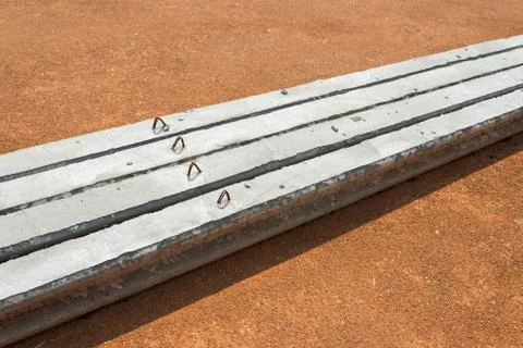 Contractor's lay down area for storage of precast concrete Stock Photos