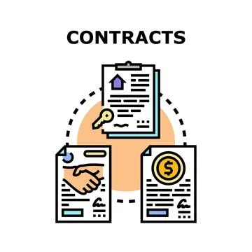 Contracts agreement document signing payment deal Stock Illustration