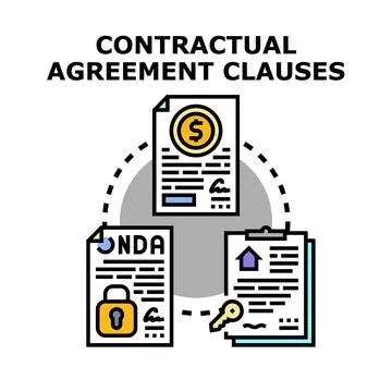 Contractual agreement clauses concept for document regulation Stock Illustration