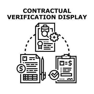 Contractual verification display process document check Stock Illustration