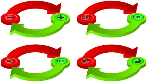 Contradictory spatial arrows with symbols Stock Illustration