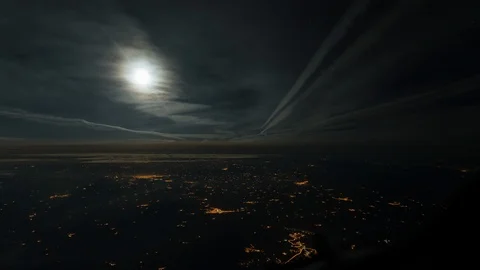 Contrails Full Moon Stock Footage 121976205