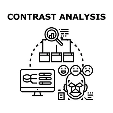 Contrast analysis comparing data and emotional reactions Stock Illustration
