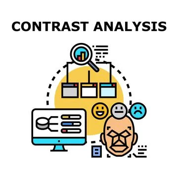 Contrast analysis comparing data and emotional reactions Stock Illustration