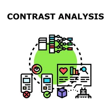 Contrast analysis data evaluation machine learning concept Stock Illustration