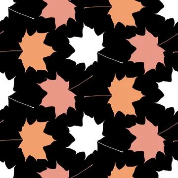 Contrast autumn leaf fall of maple leaves seamless pattern on black backgroun 스톡 일러스트
