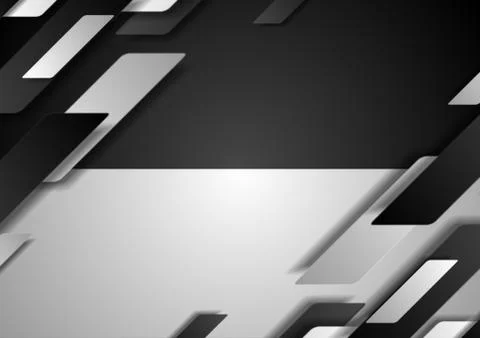 Contrast black white tech geometric vector background Stock Illustration